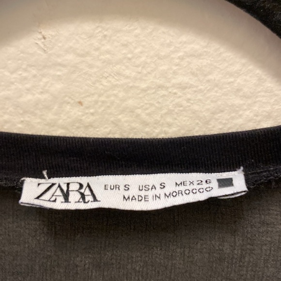 Zara black cropped top with sheer puffed short puffed sleeves and sheer … - Picture 2 of 5